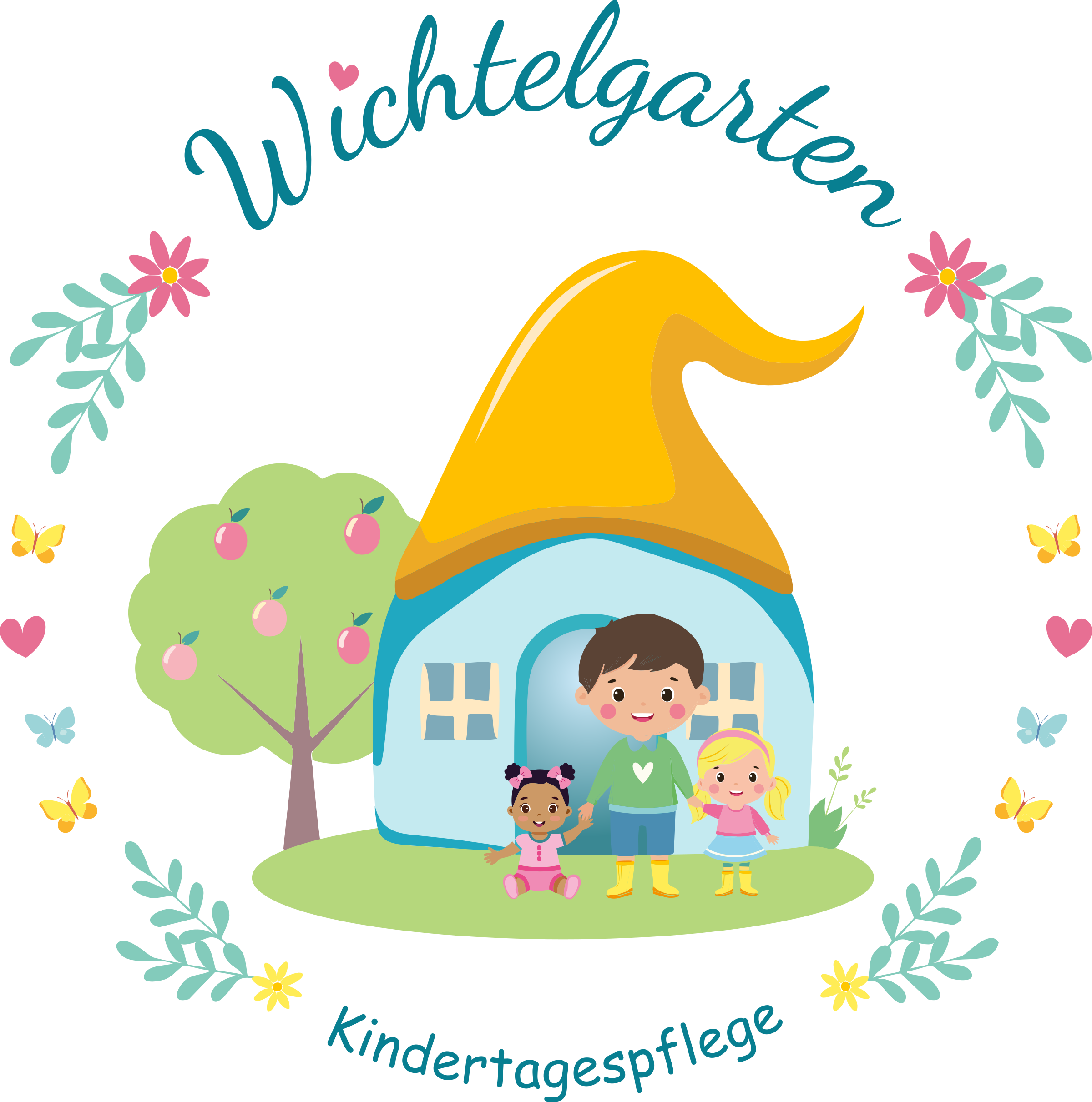 Wichtelgarten &ndash; Original-Logo mit Haus und Schriftzug